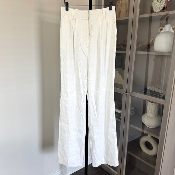Favorite Daughter The Dream Pants NEW 4 Bright White Linen Favorite Trousers S - Picture 2 of 6